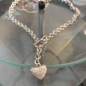 Crystal Heart Pendant on Silver Toggle Chain
